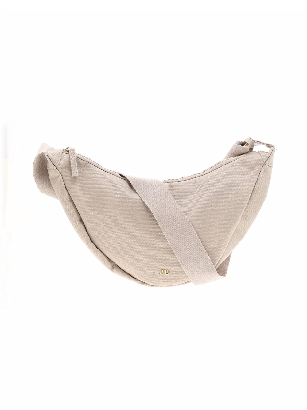 July Australia Beige Crescent Canvas Crossbody with Wide Strap